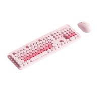 XUMIUZIY Combo Tastiera e Mouse Wireless, Simpatici Copritasti Rotondi, Tastiera Macchina da Scrivere retrò a 104 Tasti con 12 Tasti di Scelta Rapida Multimediali, Mouse Ottico da (PINK)