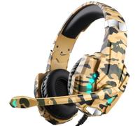 XUMIUZIY Cuffie da Gioco Stereo Cablate Mimetiche, Auricolari Gaming con Microfono, for Sessioni di Gioco e Chat Vocale (Mimetico giallo)