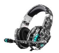 XUMIUZIY Cuffie da Gioco Stereo Cablate Mimetiche, Auricolari Gaming con Microfono, for Sessioni di Gioco e Chat Vocale (Mimetico grigio)