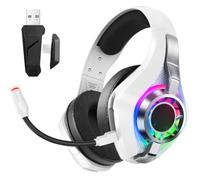 XUMIUZIY Cuffie da Gioco Wireless 2,4 GHz, Auricolari con Microfono con Cancellazione del Rumore a 360 Gradi, per Gaming e Chat Vocale (WHITE)