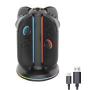 XUMIUZIY Dock di Ricarica per Swi tch 2 Joy C on Controller, 4 su 1 Stazione di Caricabatteri Rapidi Magnetici Con 9 RGB Light & Carging Cable, Design Bidirezionale e Indicatori LED