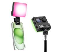 XUMIUZIY Luce Video RGB Portatile, Luce Video da 10 W Sulla Fotocamera con 84 Perline LED e Schermo LCD, Dimmerabile 1800K-9000K, Batteria Integrata da 2600 MAh, per Selfie Vlog Ritratti