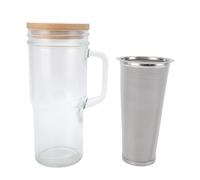 XUMIUZIY Macchina per caffè Fredda Efficiente a Prova di Perdite Brocca da 24 Once Maniglia per Filtro in Acciaio Inossidabile per Domestica Vetro Borosilicato Lavabile in Lavastoviglie