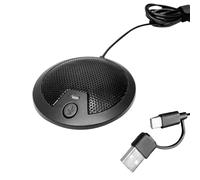 XUMIUZIY Microfono da Tavolo USB con Cancellazione del Rumore, Microfono A Condensatore Omnidirezionale con Interruttore Mute e Indicatore LED, Compatibile con Porte di Tipo C e Tipo A
