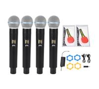 XUMIUZIY Set Microfono Senza Filo da 4 Pezzi, Set Microfono Portatile Banda VHF Cordless Portata 164 Piedi Microfono Dinamico Senza Filo per la Registrazione di Performance Sul Palco