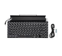 XUMIUZIY Tastiera da Gioco Meccanica Wireless retrò Tastiera da Gioco Meccanico, Tastiera Rotonda Punk, Telaio Metallico, 14 modalità Retroilluminata, Tastiera Meccanica BT con 83 Tasto per (BLACK)