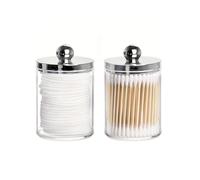 XUMKFJRE Contenitore portaoggetti for tampone di cotone in plastica da 1/2/3 pezzi, contenitore trasparente for dispenser 10 once for bagno, barattolo for farmacista Qtip(2pcs color2)