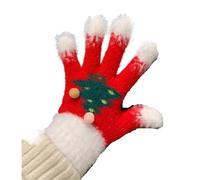 XUMKFJRE Guanti invernali da donna con dita scoperte e touch screen for studenti che vanno in bicicletta(Red)