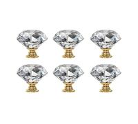 XUMKFJRE Maniglie per Porte in Cristallo 1/4/6/10 pezzi Maniglie for mobili in cristallo da 30 mm, a forma di diamante, for cassetti, credenze, armadi, guardaroba(6pc)