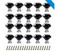 XUMKFJRE Maniglie per Porte in Cristallo Pomelli in cristallo a forma di diamante, 20 pezzi/set, 30 mm, maniglie for cassetti, mobili da cucina, ante guardaroba(Black)