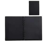 XUMKFJRE Office PU Writing Leather Card Notepad Black Minimalist Paper Leaf Inner Page Business Hand Notebook Account Loose(Black crossing page)