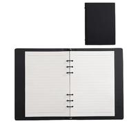XUMKFJRE Office PU Writing Leather Card Notepad Black Minimalist Paper Leaf Inner Page Business Hand Notebook Account Loose(White crossing page)