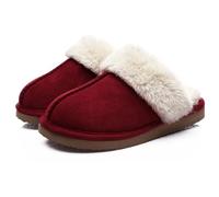 XUMKFJRE Pattine Per Casa Invernali Pantofole invernali da donna in pelliccia, soffici e pelose, for casa, calde, comode morbide, for camera letto(Wine red,38-39)