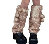 XUMKFJRE Scaldamuscoli Invernali Da Donna Women's Winter Spicy Girls Deer Pattern Plush Insulation Thickening Furry Leg Warmers Cover
