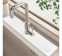 Xummi Pietra che assorbe l'acqua per lavello, tappetino scolapiatti in pietra, tappetino per rubinetto in pietra, per cucina e bagno (bianco, 60 x 10 cm)