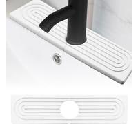 Xummi Pietra che assorbe l'acqua per lavello, tappetino scolapiatti in pietra, tappetino per rubinetto in pietra, per cucina e bagno (bianco, 40 x 10 cm)