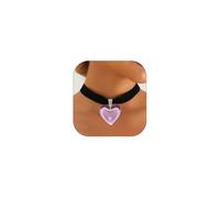 XUN Zhe Collana girocollo gotica a forma di cuore, in velluto nero, stile punk, Y2k, collana per clavicola, regalo per Natale e Halloween, Large, Vetro, Nessuna pietra preziosa