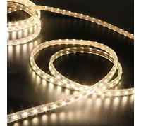 XUNATA 3 Metri Strisce LED 220V con Interruttore e Alimentatore, 5050 60LED/m, IP65 Impermeabile, Flessibile Striscia a LED per Scaletta Tetto Cavi da Cucina Decorazione- Bianco Caldo