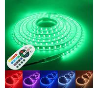 XUNATA 50m Striscia LED RGB 220V con Telecomando 24 tasti, Luce 5050 LED y Controller Ricevitore Segnale Impermeabile Kit Completo- 120 LEDs/m