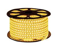 XUNATA Bianco Caldo Strisce LED con Interruttore e Alimentatore 220V, 3014 120LED/m, IP65 Impermeabile, Flessibile Striscia a LED per Scaletta Tetto Cavi da Cucina Decorazione- 16m