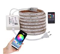 XUNATA Bluetooth strisce LED Musical, 220 V 5050 60 LEDs/m RGB striscia LED + telecomando, IP67 impermeabile per interni intemperie scale da soffitto luci decorazione-17 m