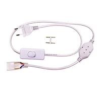 XUNATA Fuente de Alimentación de 80 cm Cable Alimentador con Interruptor EU Enchufe Conector para 5730 240leds/m Tira de LED (PCB 6 mm)