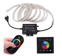 XUNATA Kit Striscia LED RGB con Controllo Tattile, Luce a Corda Flessibile 5050 LED Impermeabile con Telecomando e Spina Europea del Pannello di Controllo (120 LEDs/m)- 10 Metri