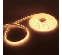 XUNATA LED Neon Flessibile 220 V, Alta Luminosità 288 LED/m Striscia LED COB con Interruttore, Ogni Taglio da 50 cm, IP65 Impermeabile, Luce a corda (5m, Bianco Caldo)