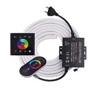 XUNATA Luce al Neon a Strisce LED RGB 220V con Kit di Controllo Remoto e Pannello Tattile, Striscia al Neon Flessibile 5050 LED Impermeabile- 10 Metri