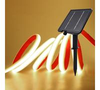 XUNATA Neon COB Flessibile 24V Solare/USB - IP68 Impermeabile 320 LED/m, 8 Modalità Striscia LED per Interni/Esterni Giardino (Bianco naturale,3m)