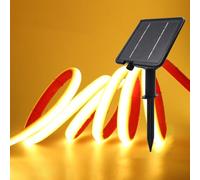 XUNATA Neon COB Flessibile 24V Solare/USB - IP68 Impermeabile 320 LED/m, 8 Modalità Striscia LED per Interni/Esterni Giardino (Bianco caldo,4m)