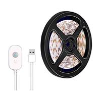 XUNATA Sensore di Movimento PIR Striscia LED Alimentato Tramite USB per Camera da Letto Sotto l'armadio Delle Scale Luce Notturna Dell'armadio- Bianco Freddo (2m, 120 LED)
