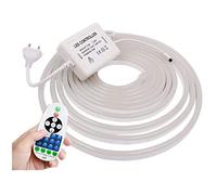 XUNATA Striscia di luce al neon a LED dimmerabile con telecomando IR a 23 tasti e alimentatore per trasformatore, luminosità regolabile, bianco freddo