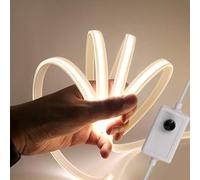 XUNATA Striscia LED COB Dimmerabile con Interruttore, Alta luminosità 288 LED/m, IP65 impermeabile, Nastri LED Flessibile Luce a Corda con Alimentatore 220V (10m, Bianco Naturale)