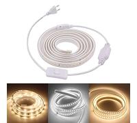 XUNATA Striscia LED con Interruttore, 220V 2835 120 LED/m Aggiornata, IP65 Impermeabile Flessibile Striscia a LED Moderno (1m, Bianco Caldo)