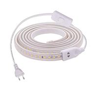 XUNATA Striscia LED con Interruttore, 220V 2835 120 LED/m Aggiornata, IP65 Impermeabile Flessibile Striscia a LED Moderno (4m, Bianca)