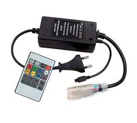 XUNATA Telecomando IR a 20 Tasti + Adattatore di Alimentazione Spina Europea per Luce al Neon a Strisce LED RGB- 1000W