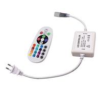 XUNATA Telecomando IR a 24 Tasti + Adattatore di Alimentazione Spina Europea per Luce al Neon a Strisce LED RGB- 750W