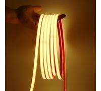 XUNATA Tira de LED COB 220V con Cinta Adhesiva, Alto Brillo 240 LED/m, IP65 Impermeable, Corte de 10cm, Luz de Cuerda Flexible con Alimentación (Blanco Cálido, 11m)