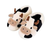 XUNBAI Cow Slippers - Pantofole morbide a forma di mucca, in peluche, per uomo e donna, morbide, invernali, calde, unisex, Cow Wrap Heel, 44 EU