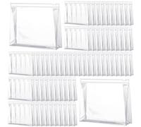 Xuniea 100 mini trousse trasparenti in PVC, piccole borse da viaggio per articoli da toeletta e organizer per articoli da toeletta alla rinfusa, impermeabili, in plastica trasparente, con cerniera,