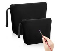 Xuniea 2 Borsa Cosmetica in Tela Borsa da Toilette DIY Pochette da Viaggio Multifunzionale Portatile Astuccio Piccolo I Migliori Regali di Compleanno per Amico Collega(Nero)
