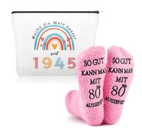 Xuniea 2 Pezzi Regali di Compleanno per Donne, tra Cui Borsa per il Trucco e Calzini di Compleanno Ideali per Donne(1945-80 anni)