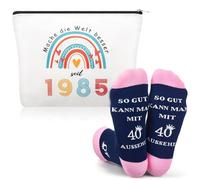 Xuniea 2 Pezzi Regali di Compleanno per Donne, tra Cui Borsa per il Trucco e Calzini di Compleanno Ideali per Donne (40 anni)