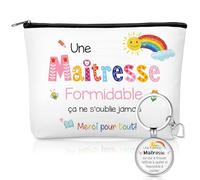 Xuniea 2 Pezzi Regalo di Apprezzamento per Insegnanti Regalo per Maestra Borsa per Trucchi Portachiavi Regalo di Addio per Collega