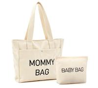 Xuniea 2 Pezzi Set Regali di Future Mamme Borsa a Secchiello Grande in Velluto a Coste MOMMY BAG Borse Cosmetiche Incinte BABY BAG Borsa a Mano con Cerniera per Nuova Mamma Donna Baby Shower Annuncio