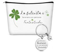 Xuniea 2 Regalo Collega Portachiavi Borsa Cosmetica Tela Pochette per Trucchi Regalo di Ringraziamento per Colleghi Insegnanti Squadra per Addio Pensionamento Cambio di Lavoro o Natale pensionamento