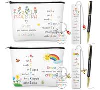 Xuniea 2 Set Regali Maestra Fine Anno Include 2 Segnalibri Maestra 2 Pochette 2 Penne e 2 Portachiavi Idee Regalo Insegnanti Pensieri per Asilo Grazie per Avermi Aiutato a Crescere
