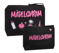 Xuniea 2 Stück Tracolla per il Trucco Mädchenkram Beauty Case Nero Medio e Piccolo Bustina per il Trucco per Donne, Fidanzate, Mamme e Spose