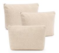 Xuniea 3 Pochette per il Trucco da Donna Borsa Cosmetica in Velluto a Coste Piccola Borsa da Viaggio per Toilette da Donna con Cerniera in Metallo per Insegnanti e Colleghe